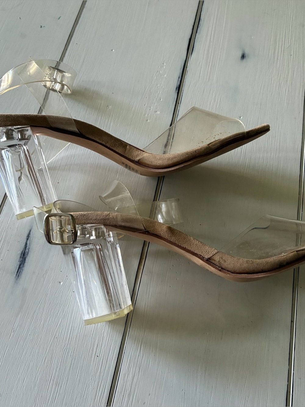Steve Madden Clear Ankle Strap Block Heel Sandals
